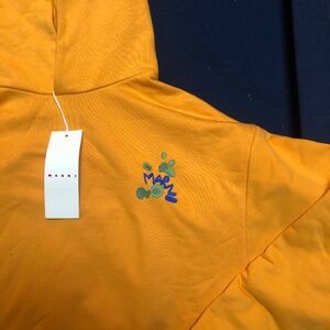 Marni Hooded Sweatshirt Size Medium 44 NWT Yellow Paint Flowers
